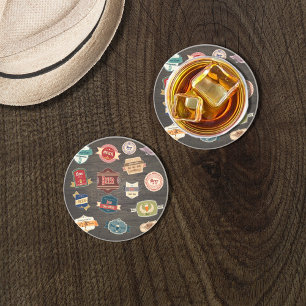 Porta-copos De Arenito Colagem de Rótulos de Cerveja Retroativa