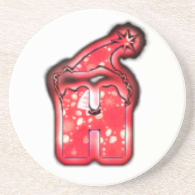 Porta-copos De Arenito Coleção Moderna de Santa Hat. (Frente)