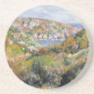 Porta-copos De Arenito Colinas em torno da baía de Moulin Huet - Renoir