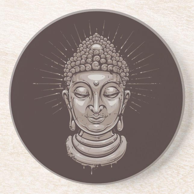 Porta copos de arenito com Ilustração Buda (Frente)