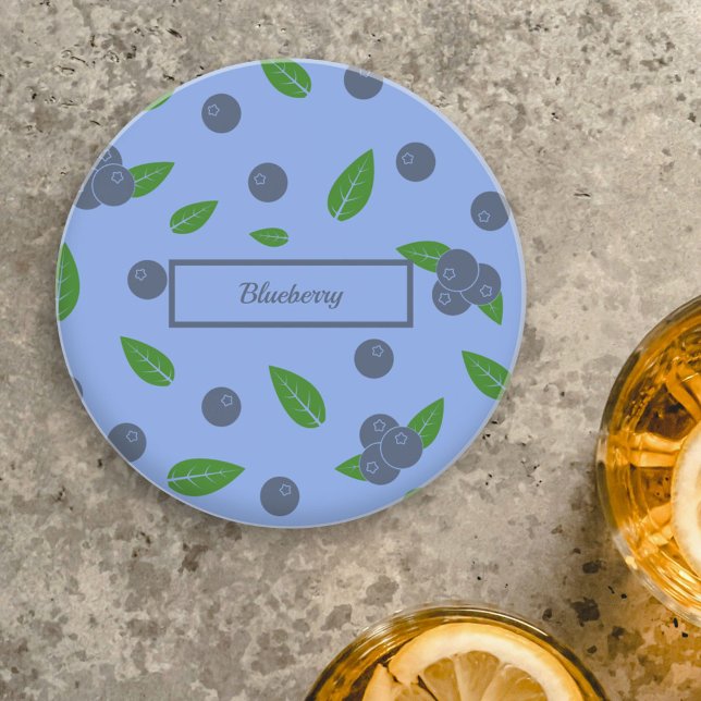 Porta copos de arenito com padrão de mirtilo (Blueberry Coaster)