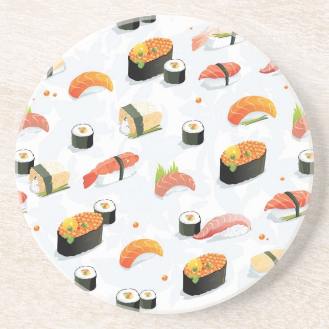 Porta-copos De Arenito Comida japonesa:Padrão Sushi (Frente)