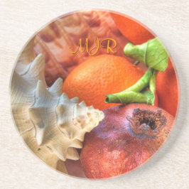 Porta-copos De Arenito Conchas, Pomegranato, Laranjas, Monograma, vida út