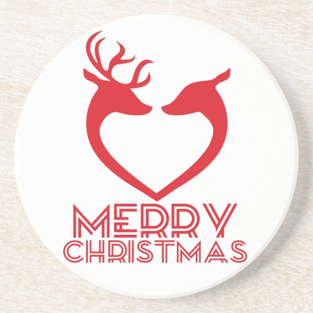 Porta-copos De Arenito Coração da rena (Frente)