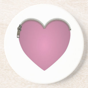 Porta-copos De Arenito Coração Rosa Zipado