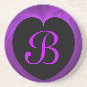 Porta-copos De Arenito Coração Series-7 do Fractal---Porta copos roxa
