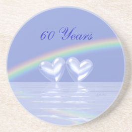 Porta-copos De Arenito Corações Diamantes do 60º Aniversário