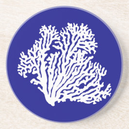 Porta-copos De Arenito Coral marinho Azul E Branco Do Decor Costeiro
