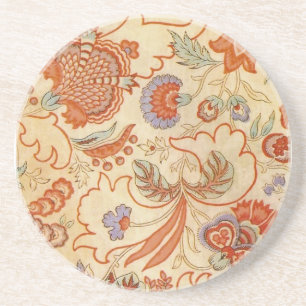 Porta-copos De Arenito Coral Orange Floral Chintz Paisley