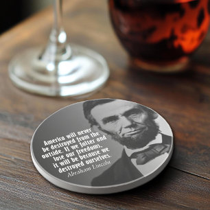 Porta-copos De Arenito Cotação de Abe Lincoln na liberdade