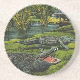 Porta-copos De Arenito Crocodilos Vintage, Animais da Marinha Répteis