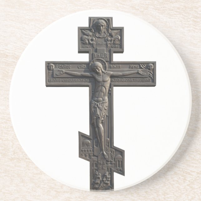 Porta-copos De Arenito Cruz ortodoxa russa (Frente)