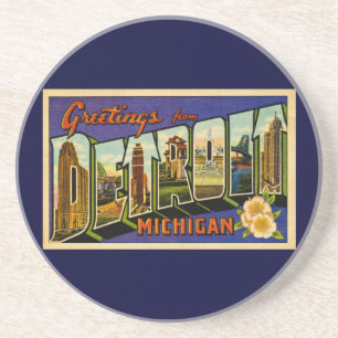 Porta-copos De Arenito Cumprimentos do clássico de Detroit Michigan!