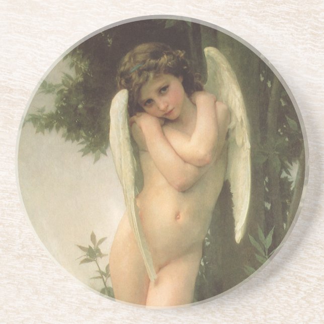 Porta-copos De Arenito Cupido (Cupidon) Angel Portrait de Bouguereau (Frente)