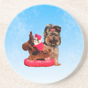Porta-copos De Arenito Cute Yorkshire Terrier Felry Natal