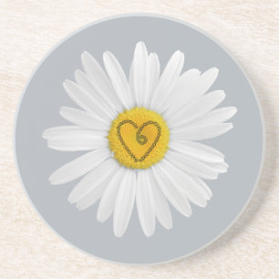 Porta-copos De Arenito Daisy Flower Love Art Personaliza o fundo