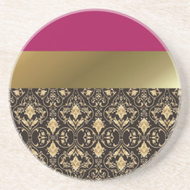 Porta-copos De Arenito Damasco dourado e Vermelho