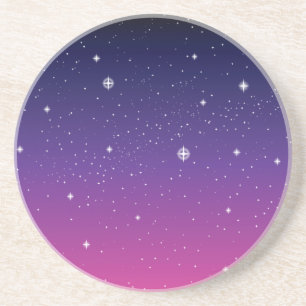 Porta-copos De Arenito Dark Purple Starry Night Sky