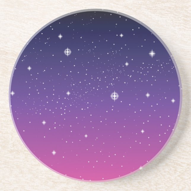 Porta-copos De Arenito Dark Purple Starry Night Sky (Frente)