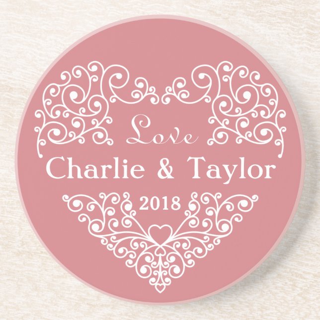 Porta copos de arenito de texto personalizado do C (Frente)