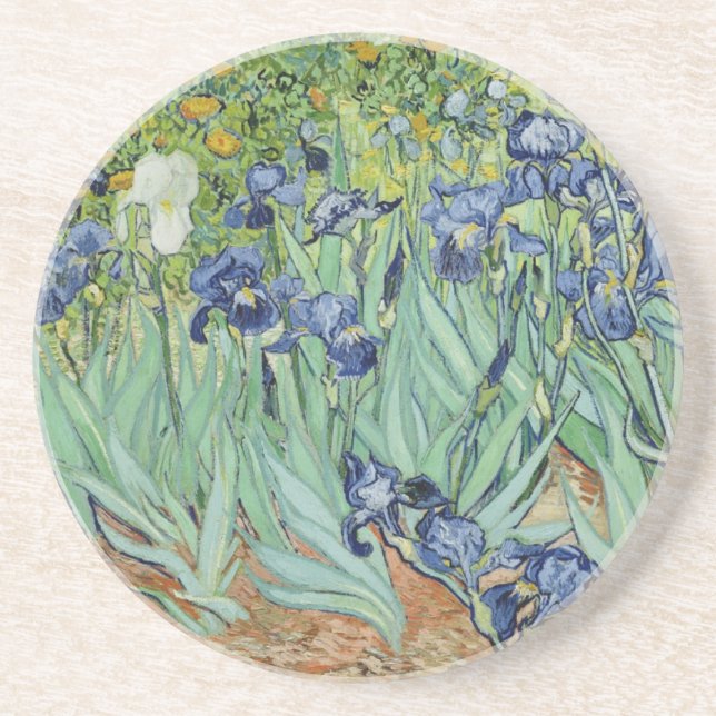 Porta-copos De Arenito De Van Gogh vida ainda: Vaso com íris (Frente)