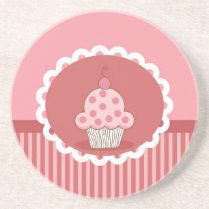 Porta-copos De Arenito Design cor-de-rosa do cupcake