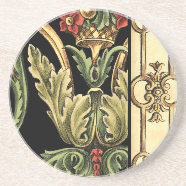 Porta-copos De Arenito Design Ornamental com Fronteiras Negras (Frente)