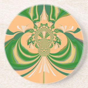 Porta-copos De Arenito Design verde amarelo.