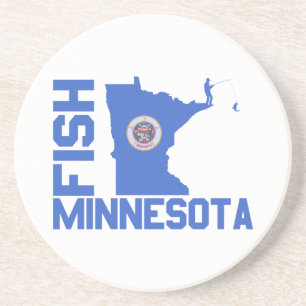Porta-copos De Arenito Destaque do Estado de Fish Minnesota