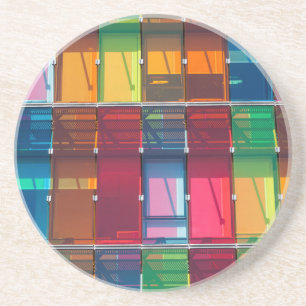 Porta-copos De Arenito Detalhe de edifício comercial multicolorido