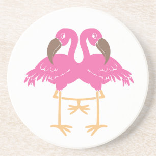 Porta-copos De Arenito Dois flamingos de dança