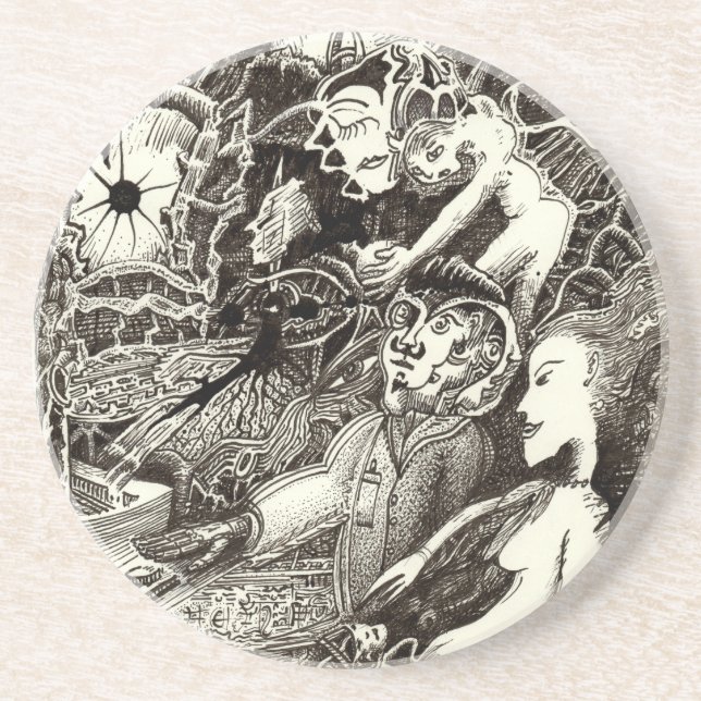 Porta-copos De Arenito Dois mundos (Frente)