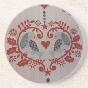 Porta-copos De Arenito Doves & Hearts — Pensilvânia Dutch