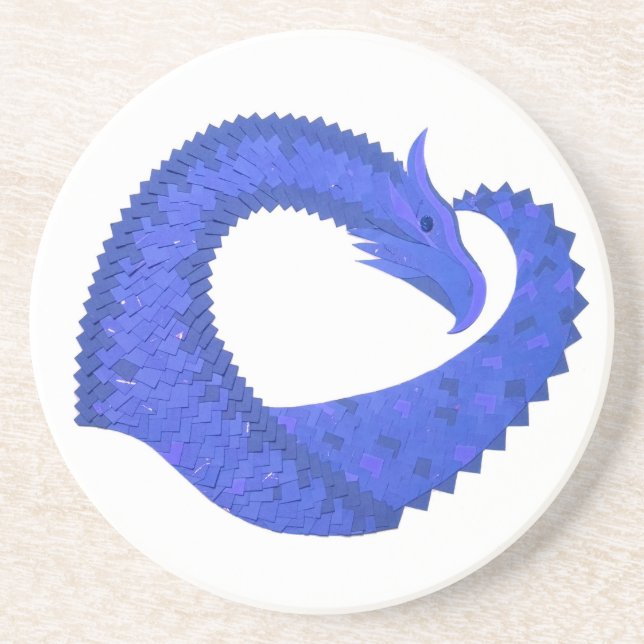 Porta-copos De Arenito Dragão azul no branco (Frente)