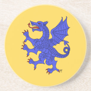 Porta-copos De Arenito Dragão Rampant (Azul)