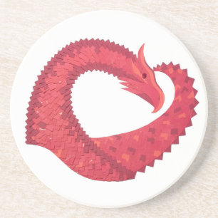 Porta-copos De Arenito Dragão vermelho em branco