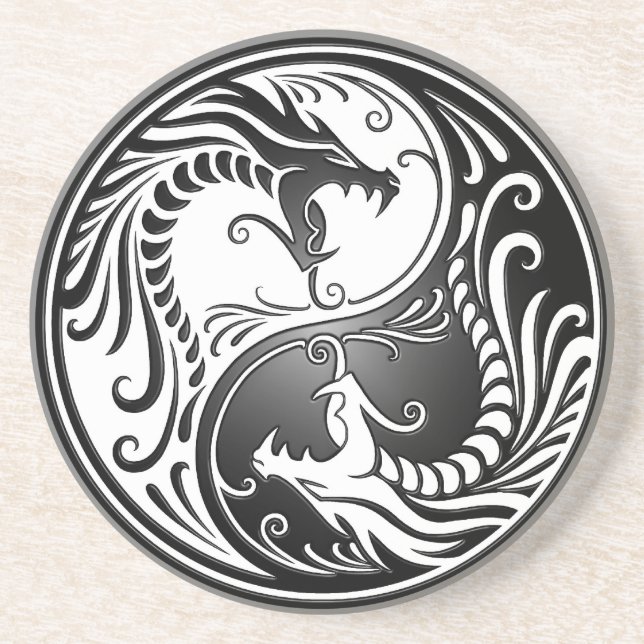 Porta-copos De Arenito Dragões de Yin Yang (Frente)