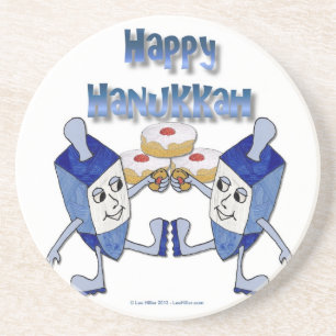 Porta-copos De Arenito Dreidels Dançantes e Rosquinhas de Hanukkah