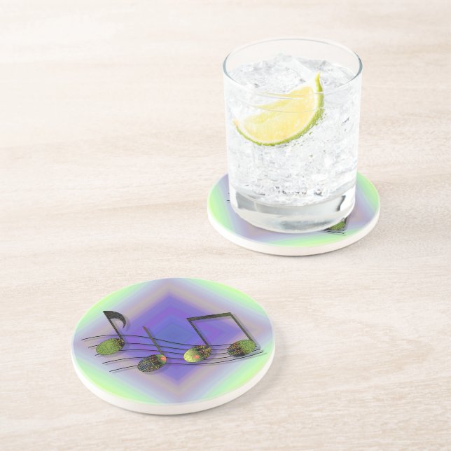 Porta-copos De Arenito Dubstep Notes Sandstone Coaster (Lateral)