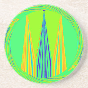 Porta-copos De Arenito Edgy Geometry Neon Design
