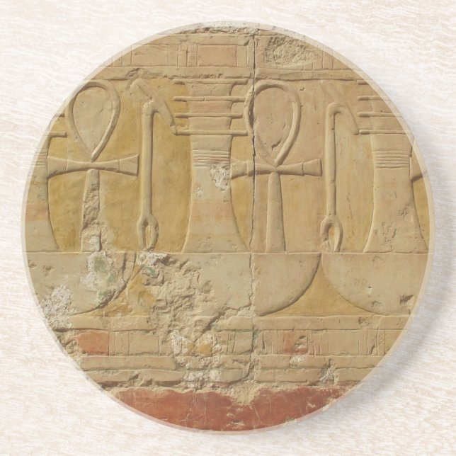 Porta-copos De Arenito Egípcio antigo Ankh, chave da vida (Frente)