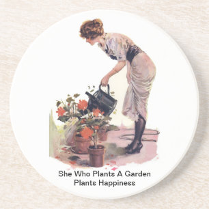 Porta-copos De Arenito Ela que planta uma felicidade das plantas de