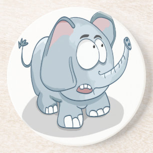Porta-copos De Arenito Elefante de desenho animado olhando para o céu