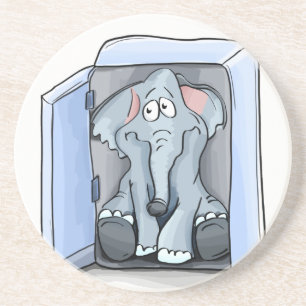 Porta-copos De Arenito Elefante de desenho animado sentado dentro de gela