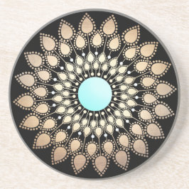 Porta-copos De Arenito Elegante Ornamentado Dourado Lotus Mandala