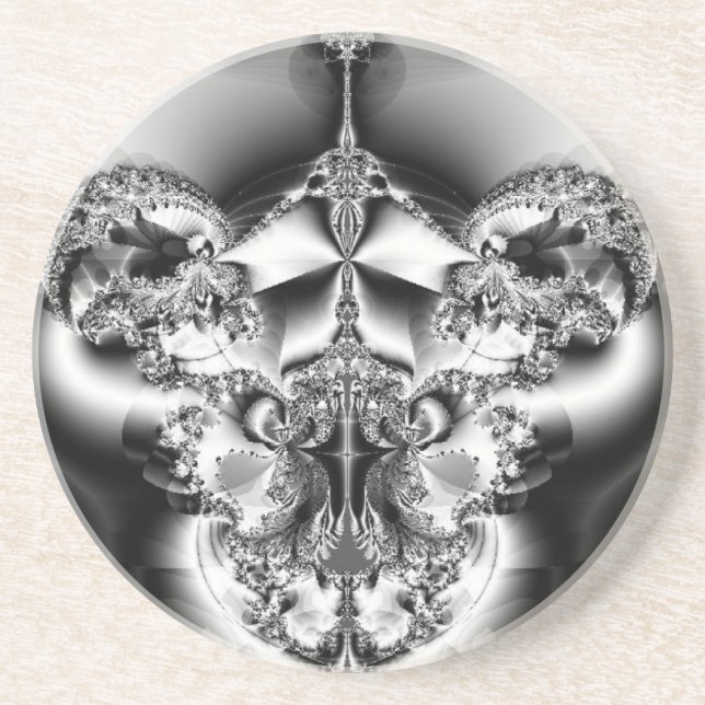 Porta-copos De Arenito Elegante Silver Chandelier (Frente)