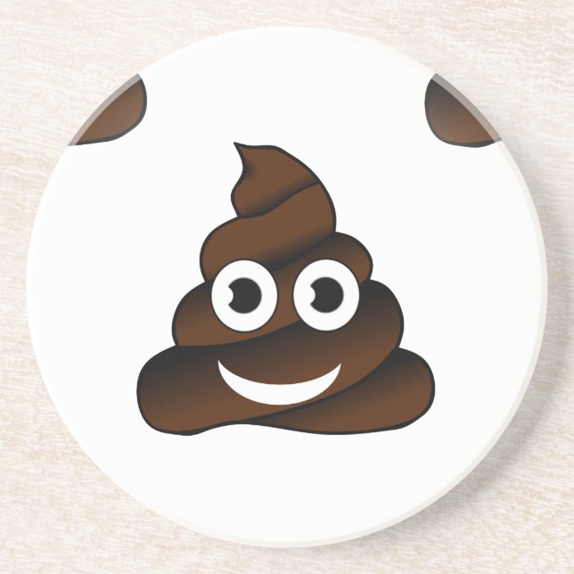Porta-copos De Arenito emoji de cocô engraçado (Frente)