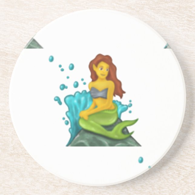 Porta-copos De Arenito emoji mermaid (Frente)