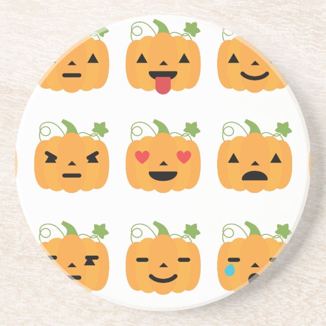 Porta-copos De Arenito emojis de abóbora-das-bruxas (Frente)