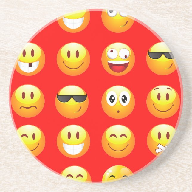 Porta-copos De Arenito emojis vermelhos (Frente)